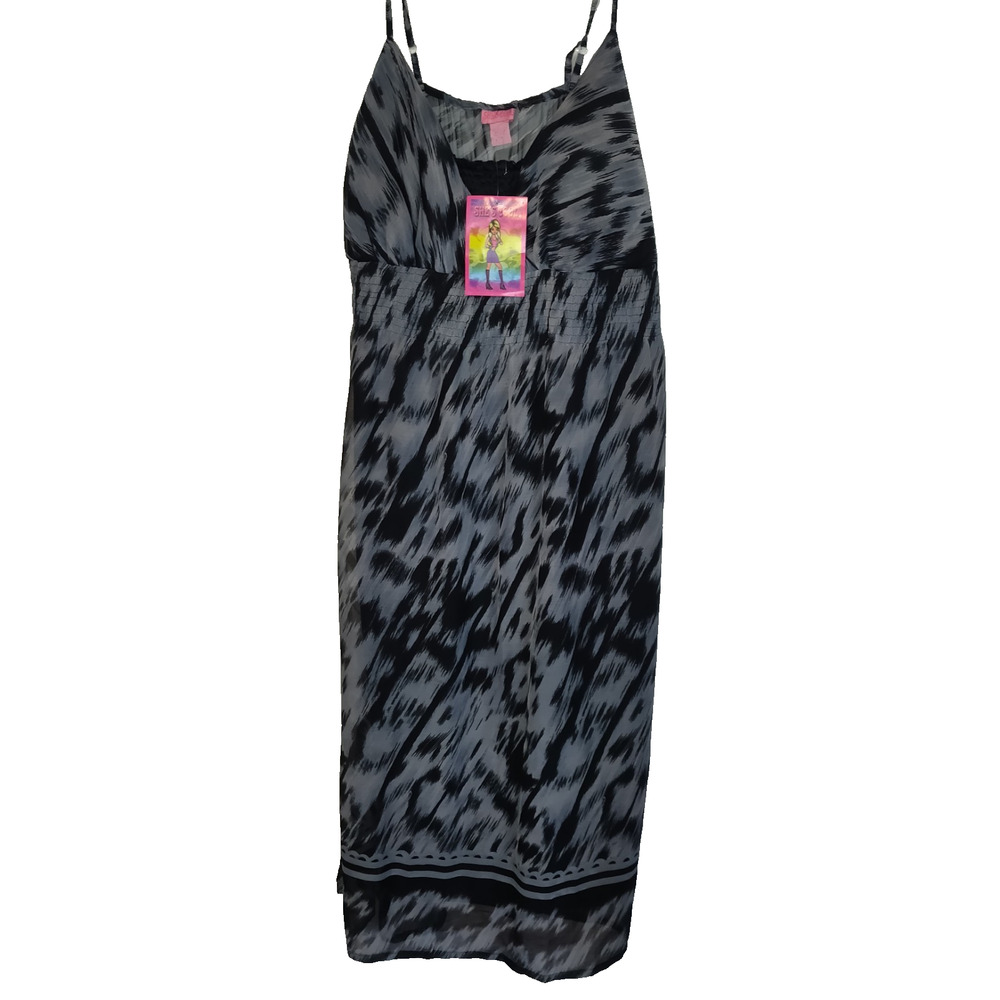 NWT She's Cool Maxi Dress PLUS Sz 3X. Black Gray Sheer Outer Lined Lightweight